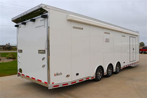 Intech trailers - Creative Space. inTech is exceptional at making smaller spaces feel large. Utilizing what we call “Tilt–Forward Design”, we have taken advantage of the unused space over the trailer's A-frame. The exterior profile provides more space in the front and rear of the camper and delivers 6’ 6” headroom at the peak. Sol Horizon gives you ... 